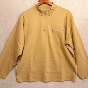 Bullock & Jones Mens 1/4 Zip Pullover Sweater Med. Gold/Cotton Made In Italy